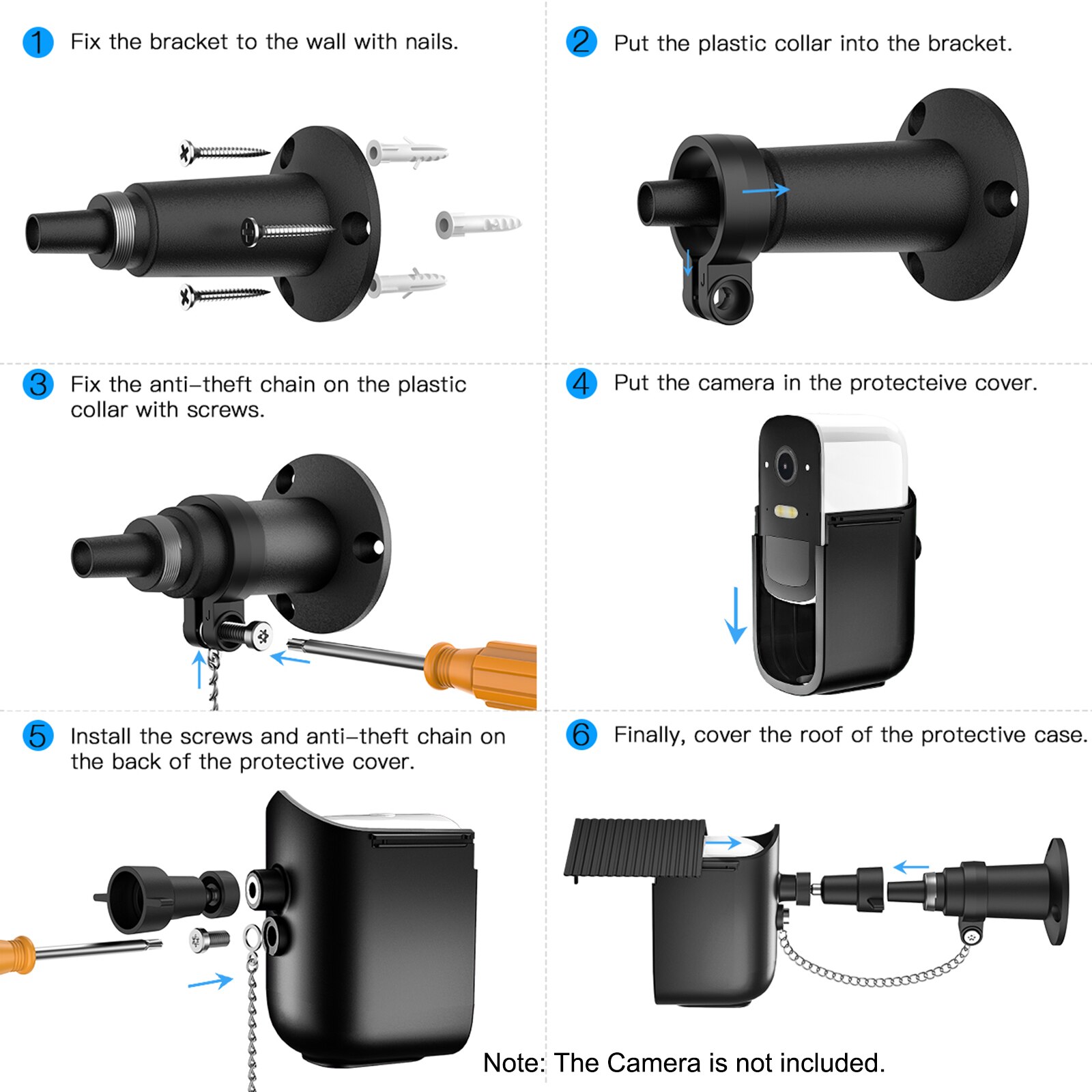 1/2 Sets Wall Mount Bracket Compatible with eufycam 2C&amp;2C Pro Outdoor Security Camera with Anti-Theft Chain &amp;9M Cable