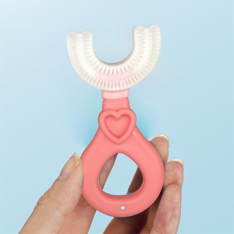 Spazzolino da denti a forma di U a 360 ° detergente per denti pelliccia morbida materiale per uso alimentare spazzolino da denti per bambini forniture per bambini per tutti i giorni
