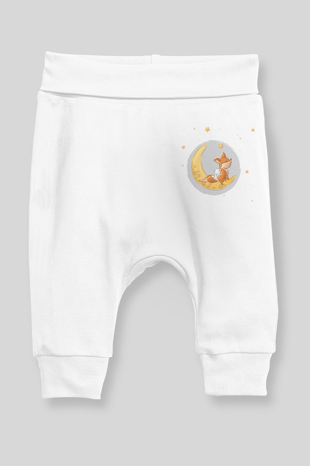 Angemiel Baby Per Month Sitting Fox and Rabbit Baby Boy Harem Pants Pantalon White