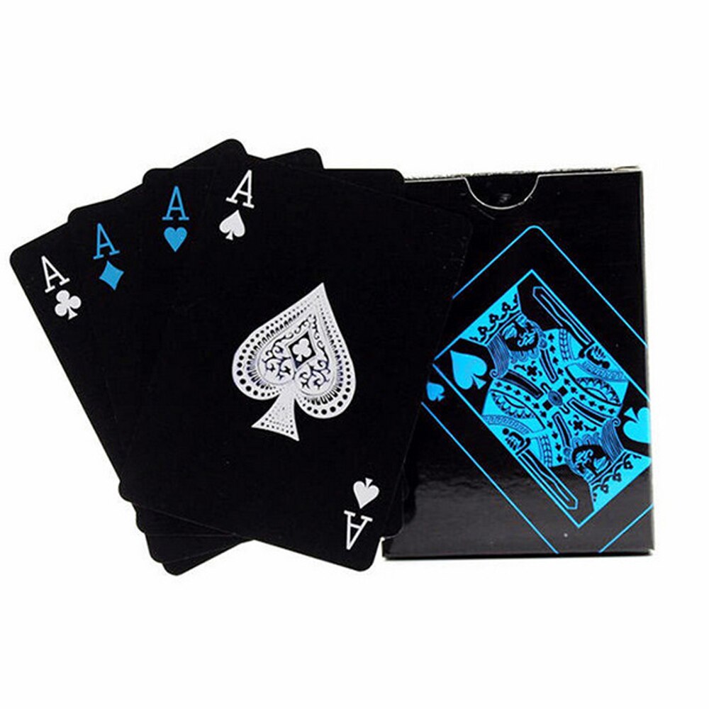 54 pièces en plastique de supérieure PVC Poker imperméable noir cartes à jouer pratique cartes de jeu de Poker magique