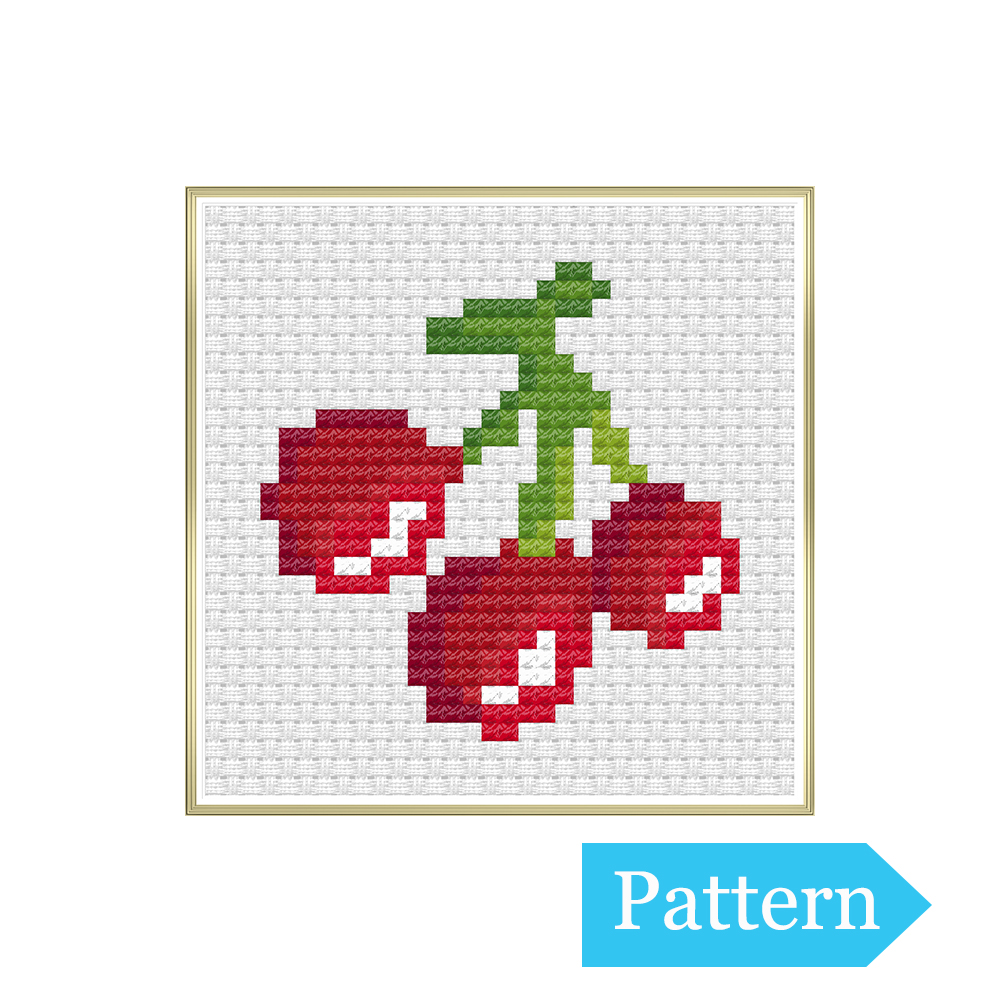 Lovely Cherry Cross Stitch Pattern Chart DMC Symbol Color Chart