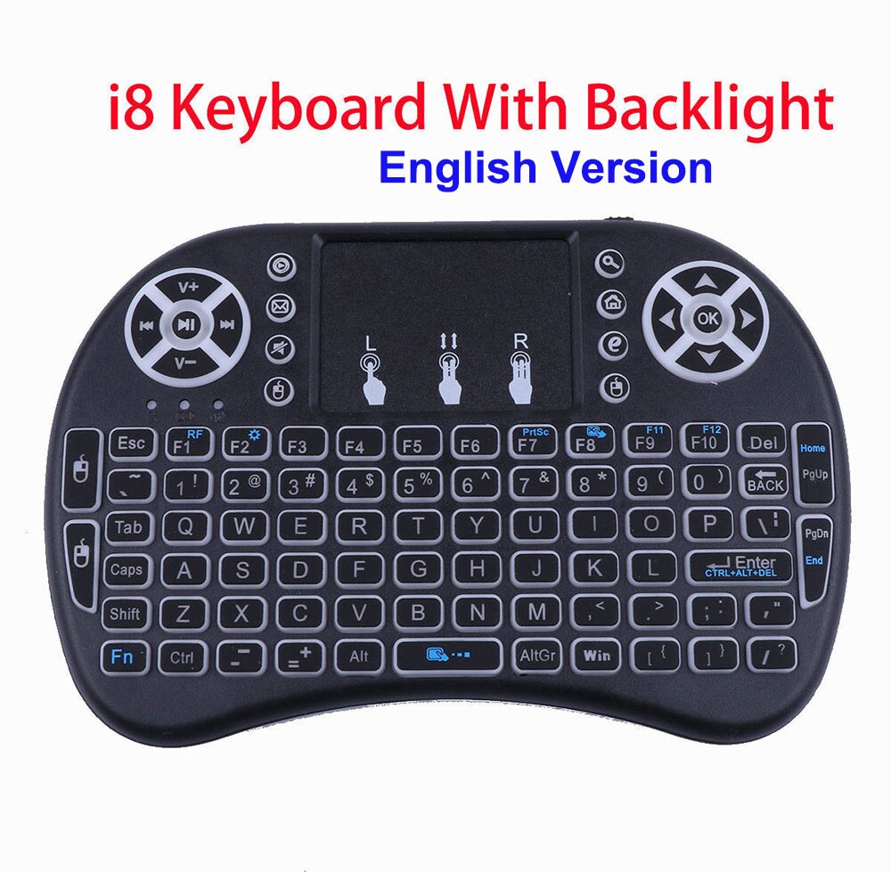 Mecool Luft maus Tastatur fernbedienung i8 hinterleuchtet Mini Englisch Touchpad Mini Drahtlose Tastaturen für Clever Android TV Kasten: I8 Englisch hell