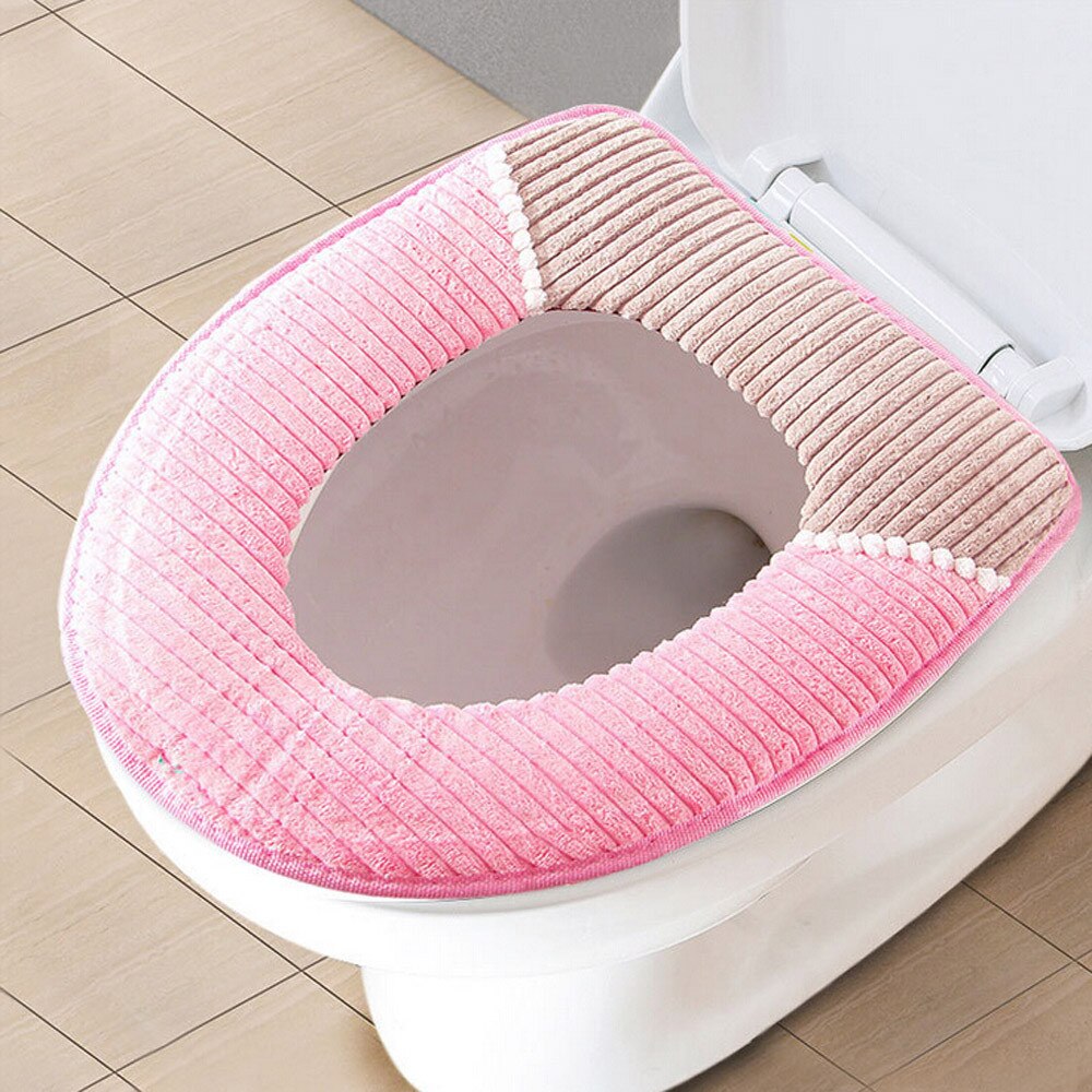 Corduroy PU Closestool Soft Warmer Alle Vorm Badkamer Protector Wc Cover Seat Deksel Pad Herbruikbare duurzaam Niet giftig schoon: Pink
