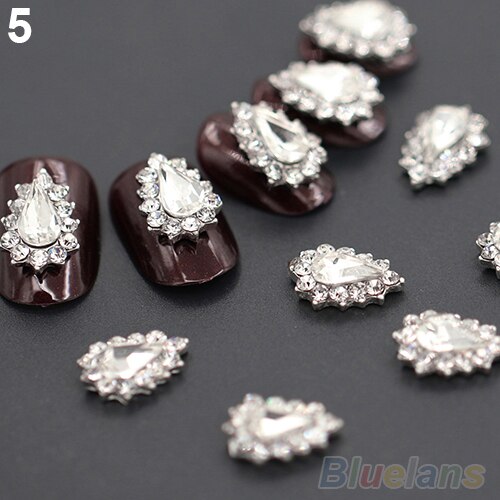 10Pcs 3D Glitters Rhinestone Lichtmetalen Strik DIY Decal Nail Art Tips Stickers Nail Art & Gereedschap: 5