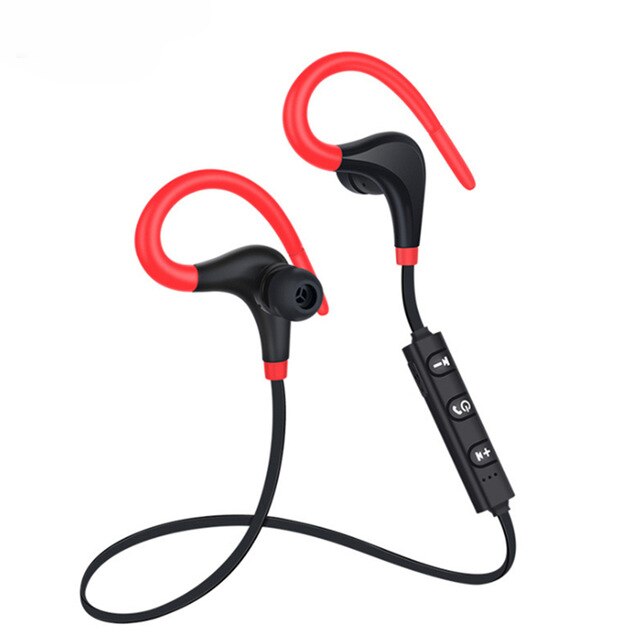 Bluetooth Draadloze Oortelefoon Stereo Oorhaak Sport Ruisonderdrukking Koptelefoon Met Microfoon Headset Voor Xiaomi Iphone Huawei: Rood