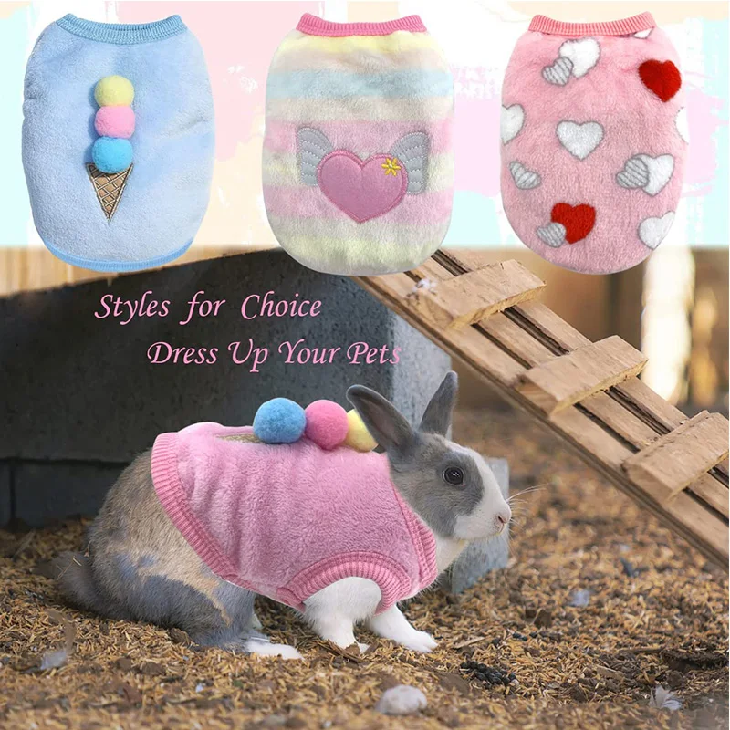 Warme huisdier konijn kleding zachte fleece cavia vest schattige kleine huisdier kleding konijntje kostuum voor fret chihuahua hamster accessoires
