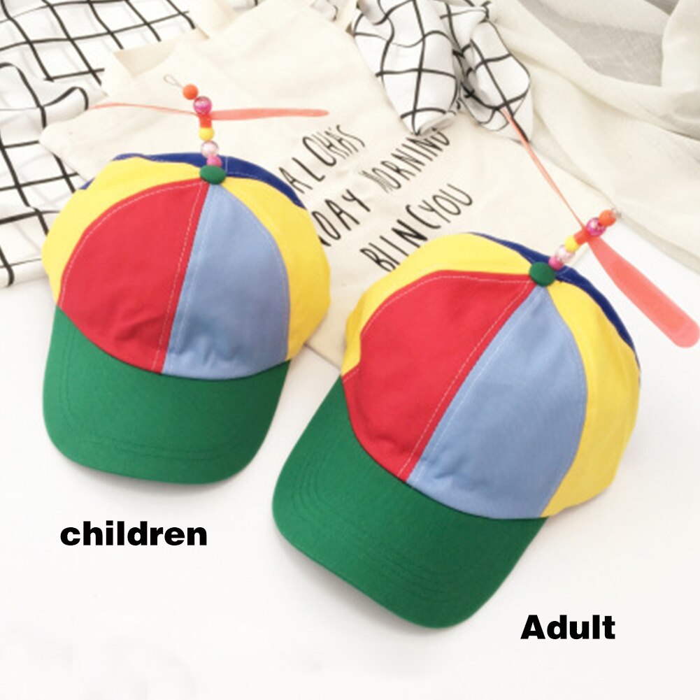 Adult And Children Summer Propeller Cap Adjustable Baseball Hat Helicopter Rainbow Color Fancy Hat For Adult Kids