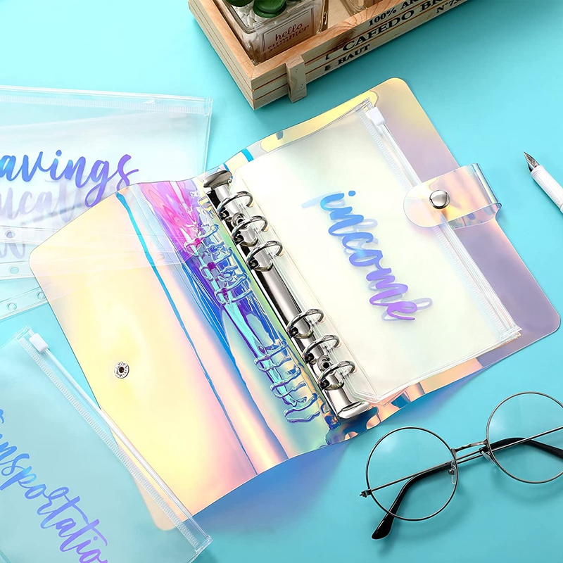 A6 PU Leather Notebook Magnetic Personal Planning Binder with 12 Binder Pockets Binder Zipper Folder for Bill Planner