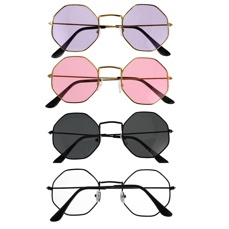 Vintage unisex retro polygon solbriller kvindelige metalramme briller briller 4 stilarter højde