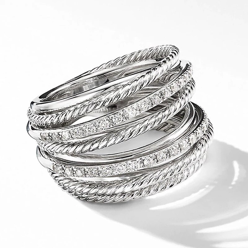 Trendy Sieraden Multi-layer Ringen Voor Vrouwen Micro Zirconia Charms Bridal Wedding Engagement Meerdere Rij Vinger Ringen