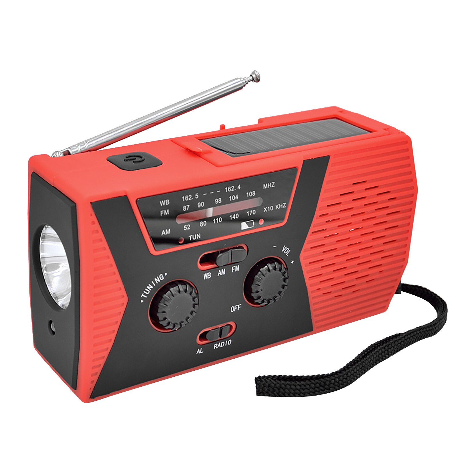 Draagbare Hand Crank Radio 4000Mah Solar Crank Dynamo Powered Am/Fm Us/Noaa Weather Radio Gebruik Emergency led Zaklamp Power Bank: Red