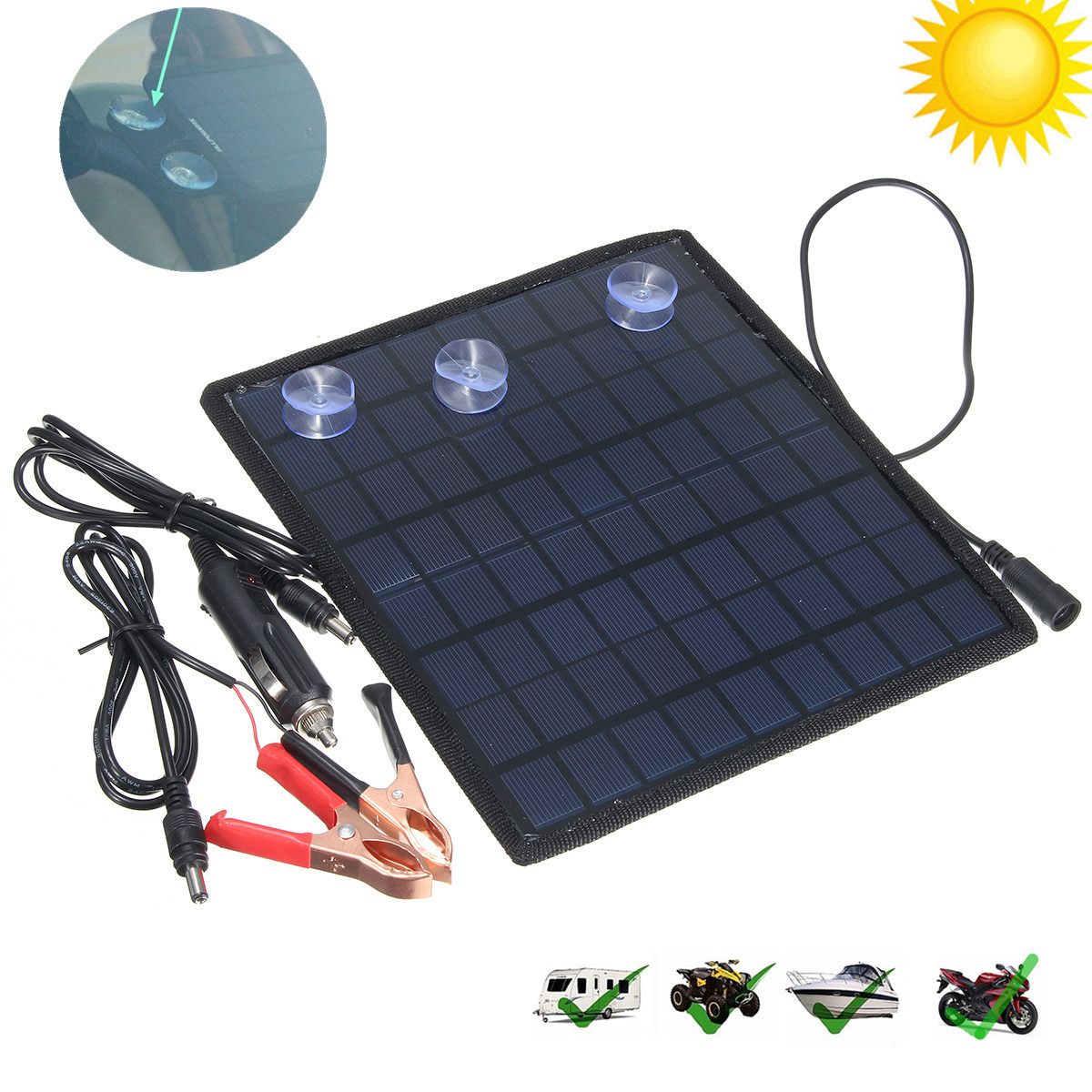Solar Panel Car Charger 12V Battery Charger Solar Maintainer Charger for 12V Battery of Car Automobile Motorcycle