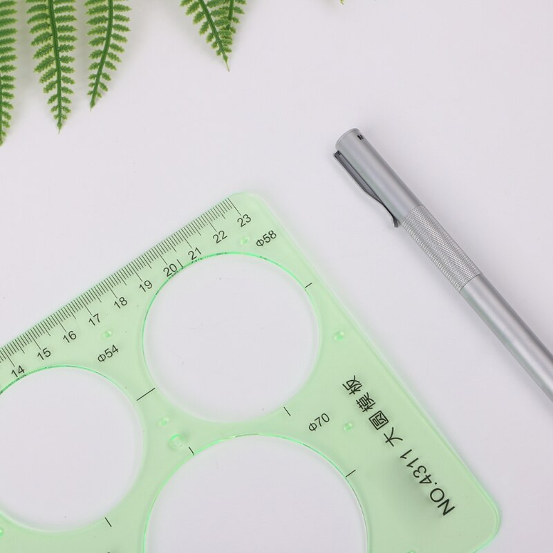 Plastic Circles Geometric Template Ruler Stencil Measuring Tools Students R9UA
