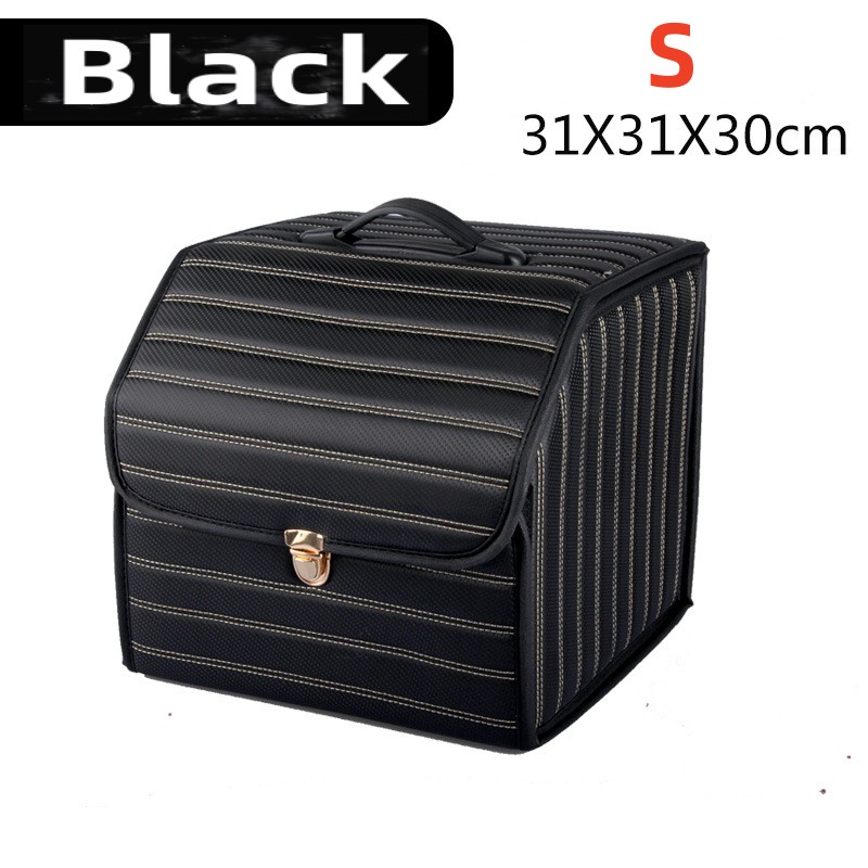 Boîte de rangement de coffre de voiture, grande capacité, sac de rangement d'outils multi-usage automobile, rangement pliable en cuir pour boîte de rangement d'urgence: Bleu