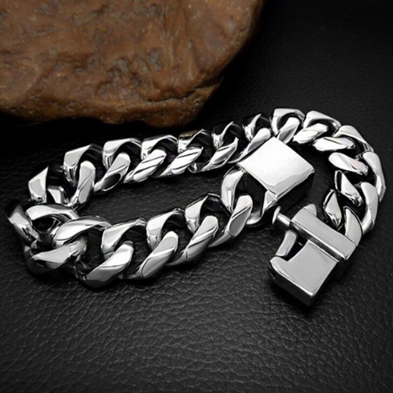 Polished 316L Stainless Steel Hand Chain Link Mens Bracelet Male Jewelry Classic Casting Process Bracelets Bangles Armband