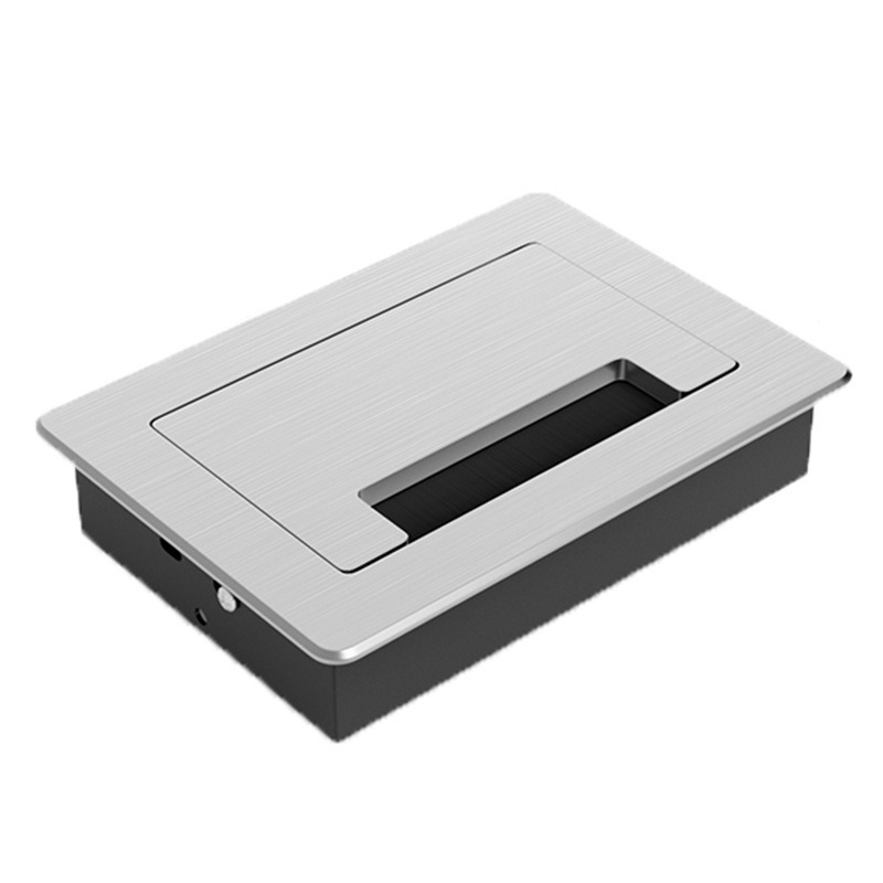 1 ST aluminium rechthoekige bureau kabeldoorvoertules draadgat deksel Kabeluitlaat Poort Oppervlak tafel kabel gat Meubelbeslag
