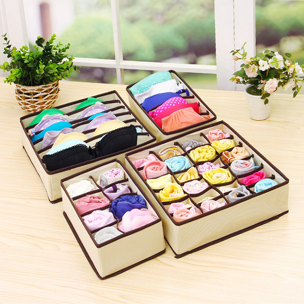 Underwear Bra Storage Box, Foldable Fabric Closet Organizer Drawer Closet Organizers Boxes for Underwear Scarves Socks Bra ect.