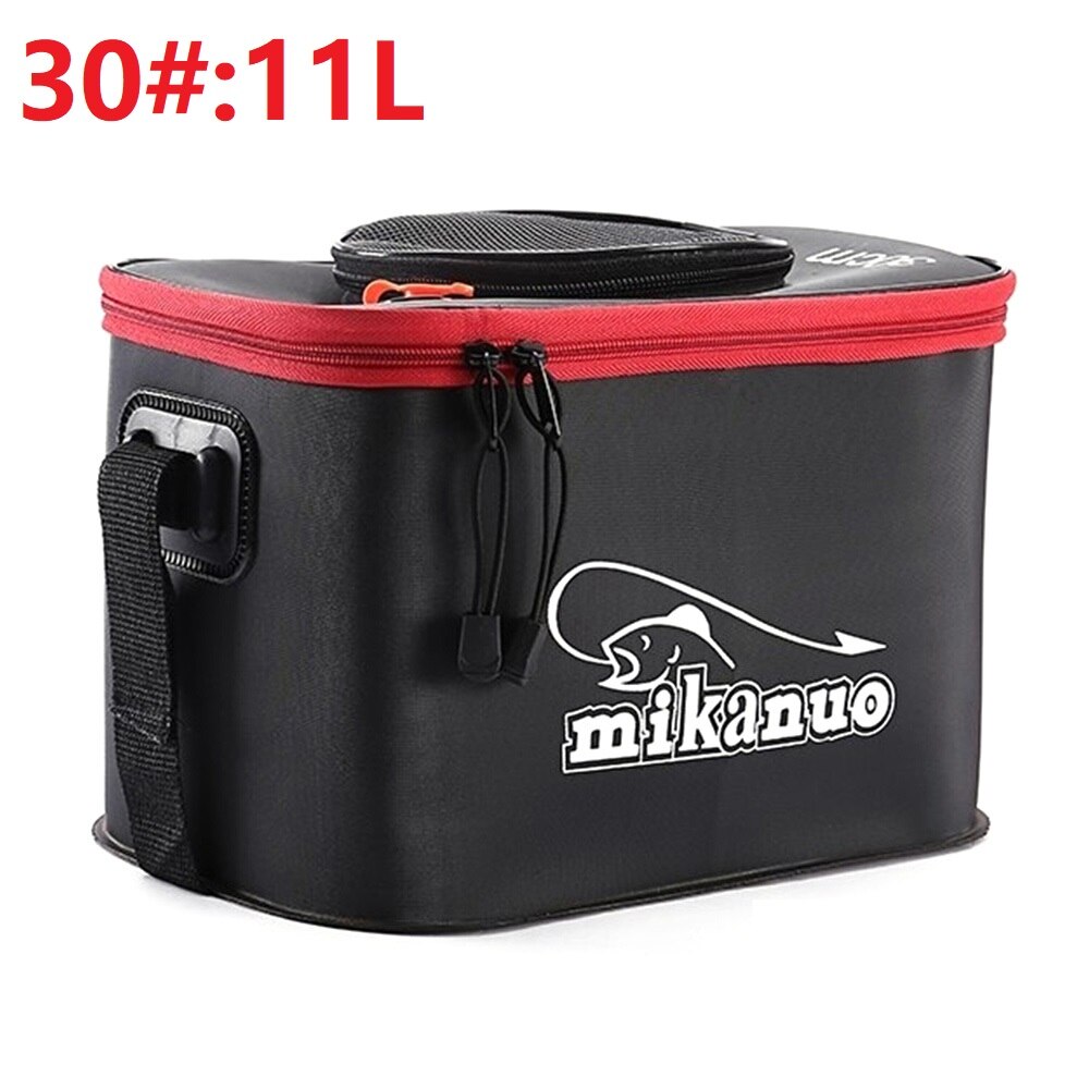 5 Sizes 11-35L Portable Zipper live Fishing Bucket Outdoor Folding EVA Fishing Bag Live Fish Bucket Camping Hiking Fishing Bag: Black  11L