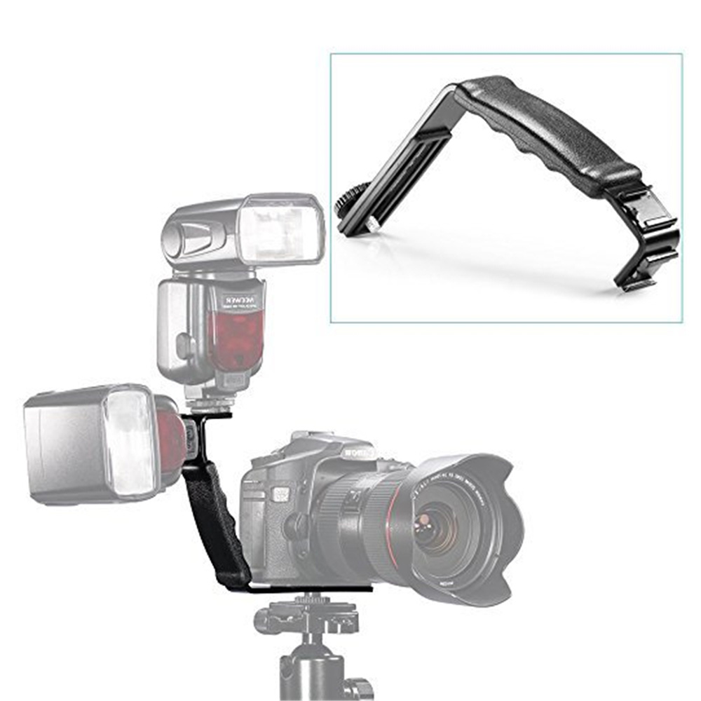 Support de Flash d'appareil-photo universel de Type L support de poignée d'appareil-photo L avec 2 Flash de lumière vidéo de montage de chaussure chaude latérale Standard