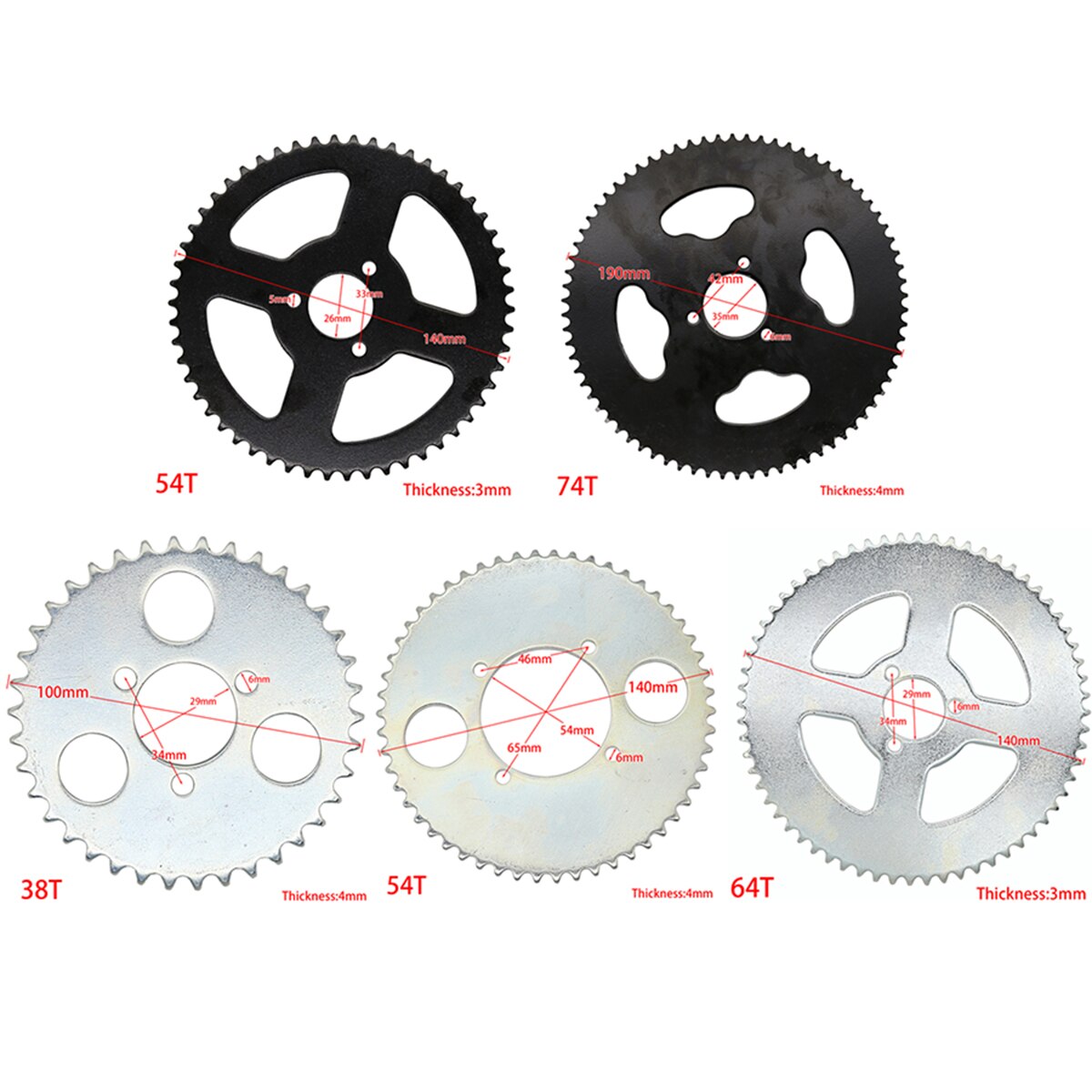 38T 54T 64T 74T T8F 35MM Rear Sprocket Mini Moto ATV Quad Dirt Pit Pocket Bike Cross 47cc 49cc Parts
