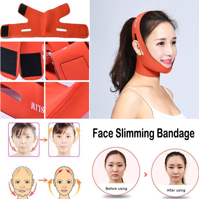 Ansigtsløftningsværktøj tynd ansigtsmaske slankende ansigtsbehandling tynd masseter dobbelthage hud tyndt ansigtsbandagebælte kvinder ansigtspleje skønhedssæt: Orange