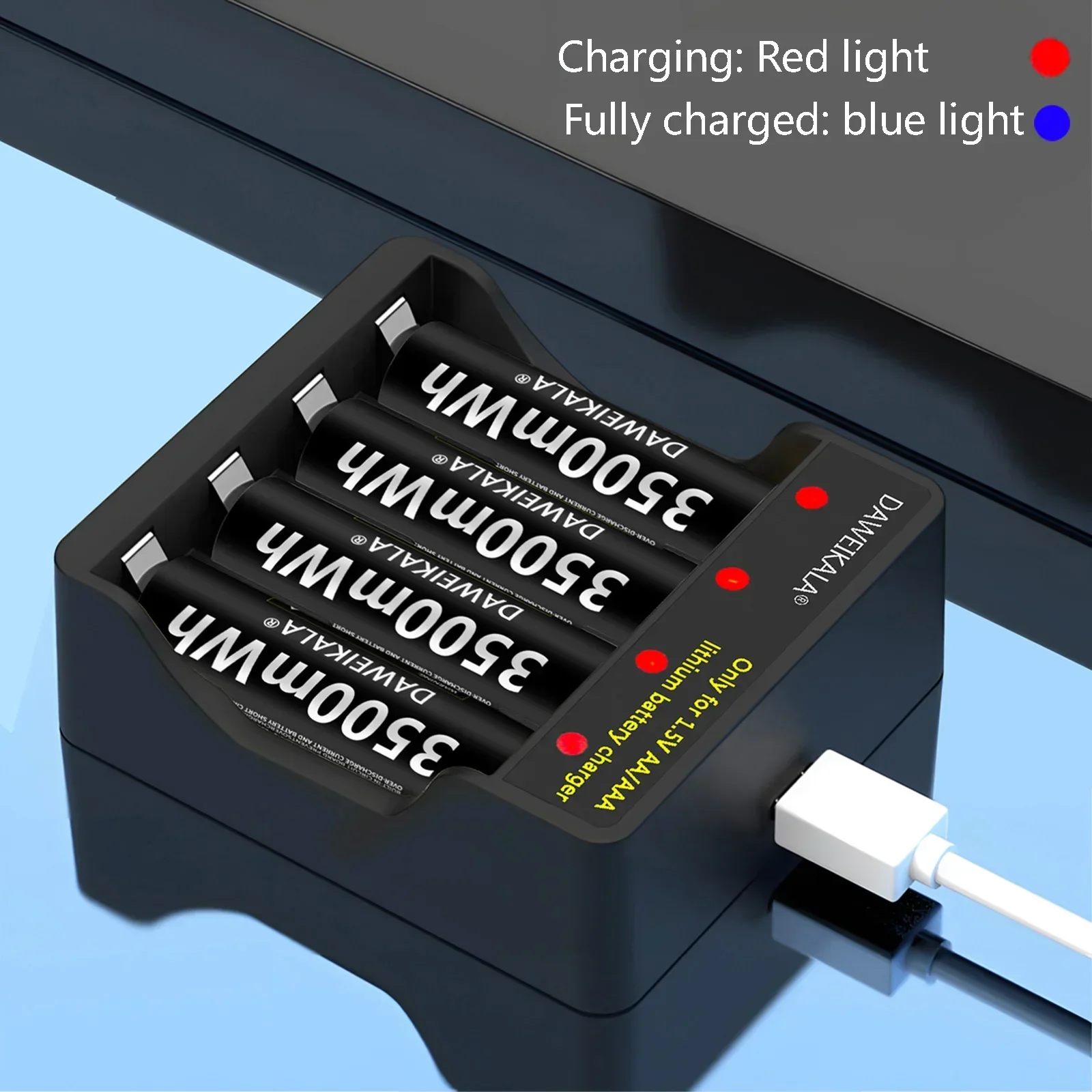 Pilas AA recargables de iones de litio de alta capacidad, pilas AA de 1,5 V, 3500mWh para juguetes de Control remoto, carga rápida ligera