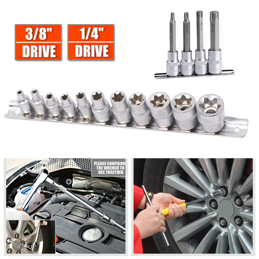 11Pcs Drill Socket External Automotive Female Trox Hand Tools With Rail