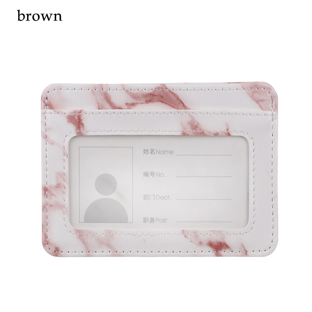 de mármol para tarjetas, a la , impermeable, PU, para negocios, tarjetas de identificación, portatarjetas, funda de viaje, tarjetero de identificación: brown