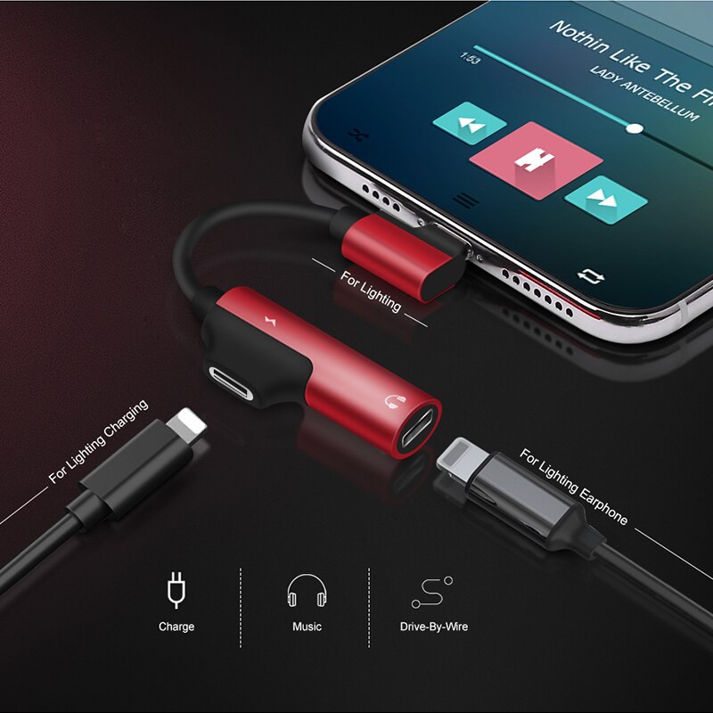 2 In 1 Dubbele Verlichting Opladen Audio Adapters Voor Iphone Xs Max X Xr 11 Pro 8 7 Plus Ios 12 Lading Aux Splitter Kabel Connector