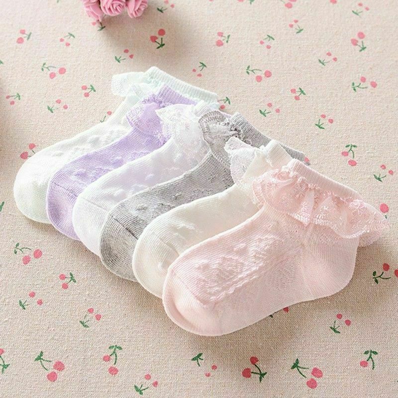 Kid Meisje Schattige Kant Ruche Sokken Peuter Baby Meisjes Lace Ruffle Stroken Enkelsokken Prinses Anti Slip Tutu sokken