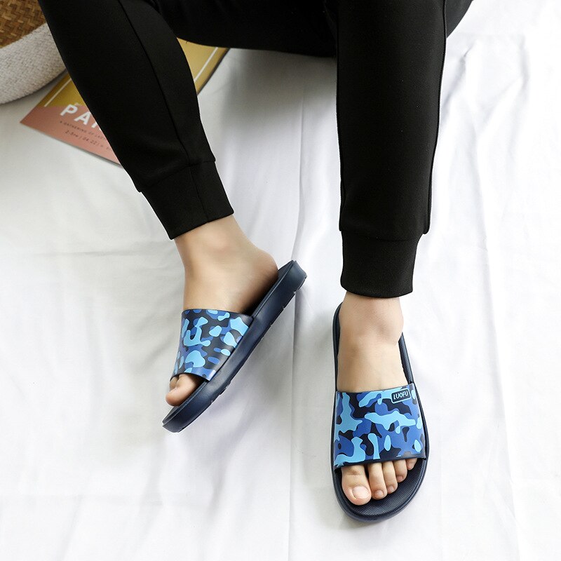 EVA – pantoufles d'été antidérapantes pour hommes, chaussures de Camouflage pour la maison: Bleu / 41