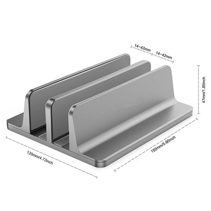 Vertikal verstellbarer laptopständer aus aluminium für macbook pro, air, tragbare notebooks, tablets, aufbewahrungsmöglichkeiten, basis und buchhalter: Rosa doppelt
