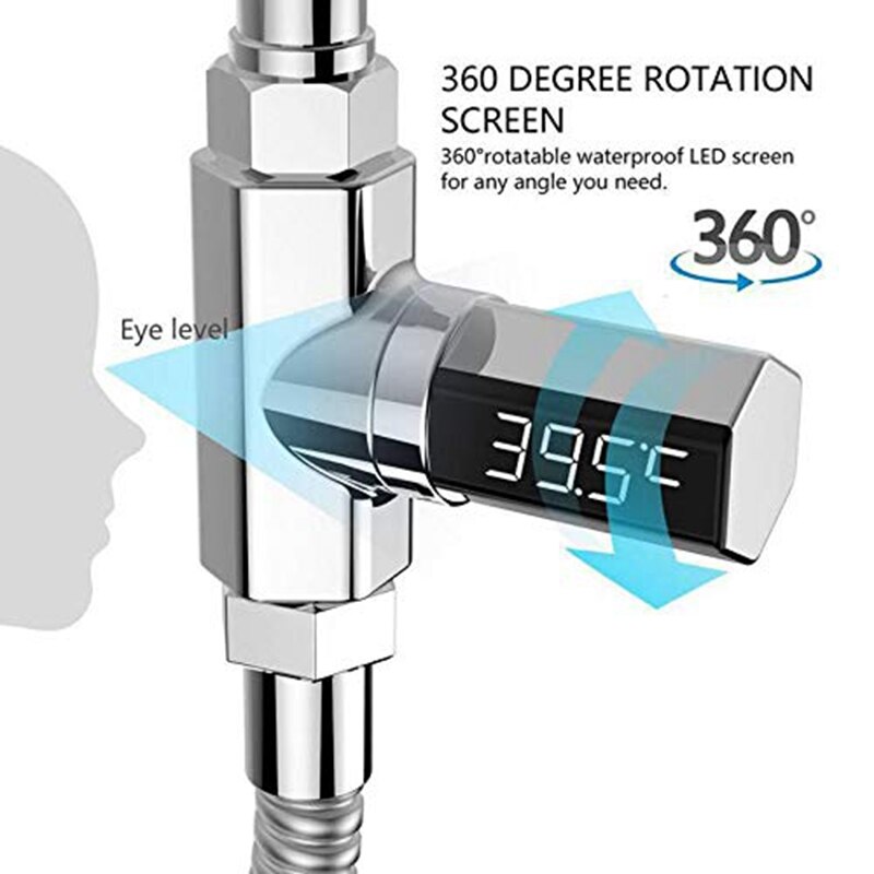 Thermomètre de douche à affichage Led, auto-générateur, étanche, numérique, testeur de température de l'eau, moniteur de bain