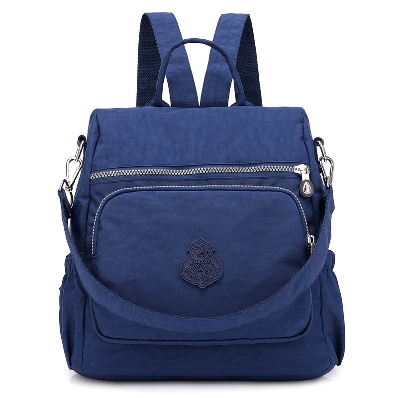 Preppy Style Women Backpack Waterproof Nylon School Bag Lady Women's Rucksack Female Casual Travel Shoulder Bag Mochila Feminina: dark blue