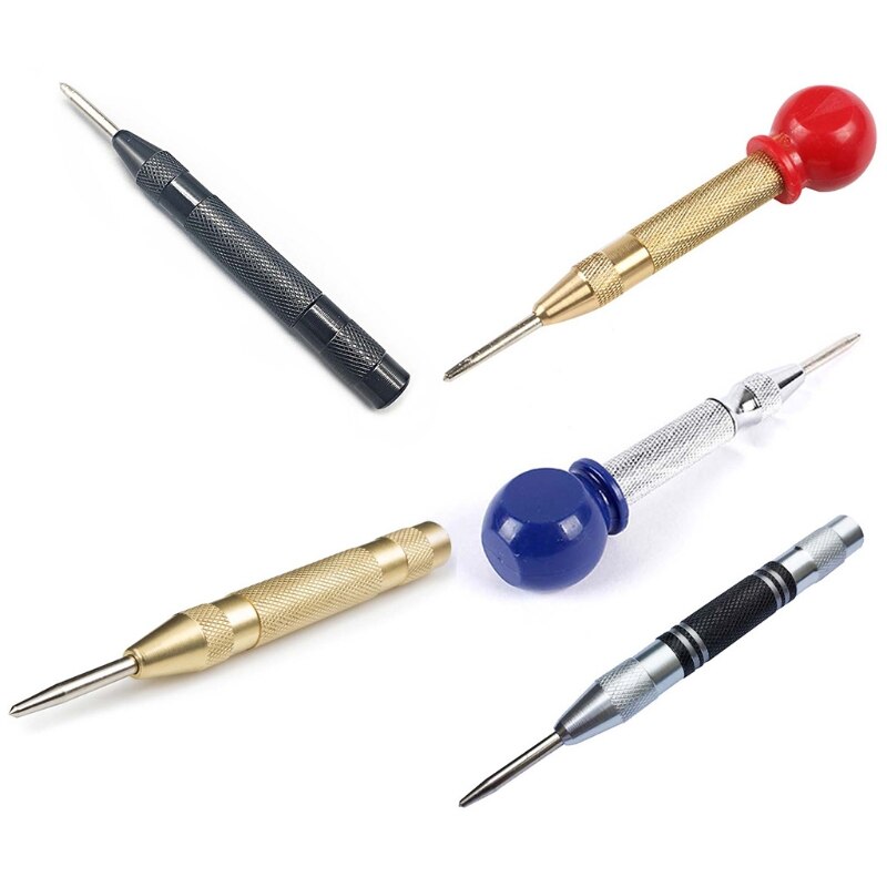 Heavy Duty Automatic Center Pin Punch Loaded Marking Holes Wood Press Dent Marker Woodwork Tool Drill Bit