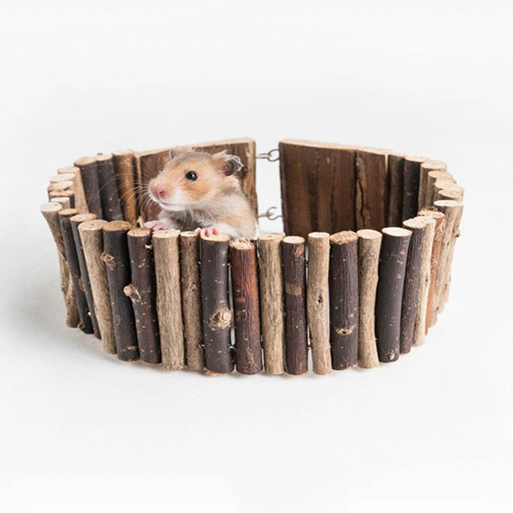 Escalera de vallas de madera para mascotas, juguete pequeño para hámster, jaula para hámster, puente con escaleras, ratón de madera, conejillos de indias, rata, lagarto, juguete para morder