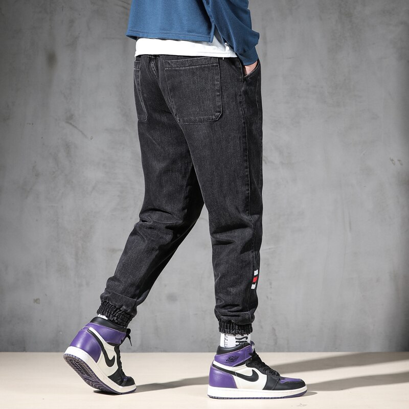 Men's Jeans Black Streetwear Punk Pants Hip Hop Jeans Men Slim Fit Cargo Pants Homme Plus size pants Oversized pants 5XL 6XL 7XL