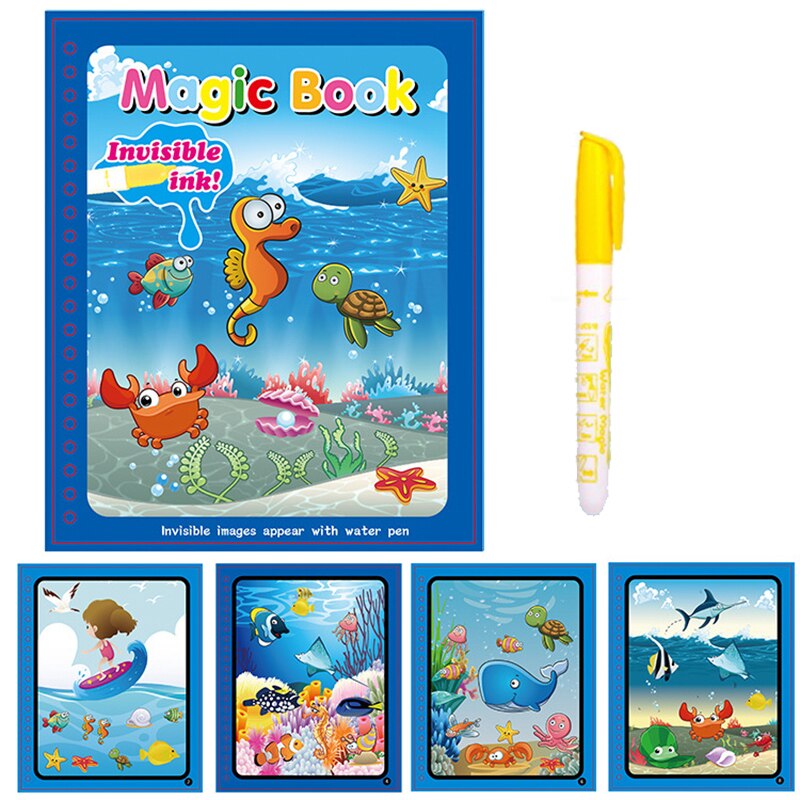 Animal Zoo Princess Magic Water Drawing Book Colorling Mermaid Cartoon Doodle Magic Pen tavolo da disegno giocattoli bambini regali per bambini: Ocean