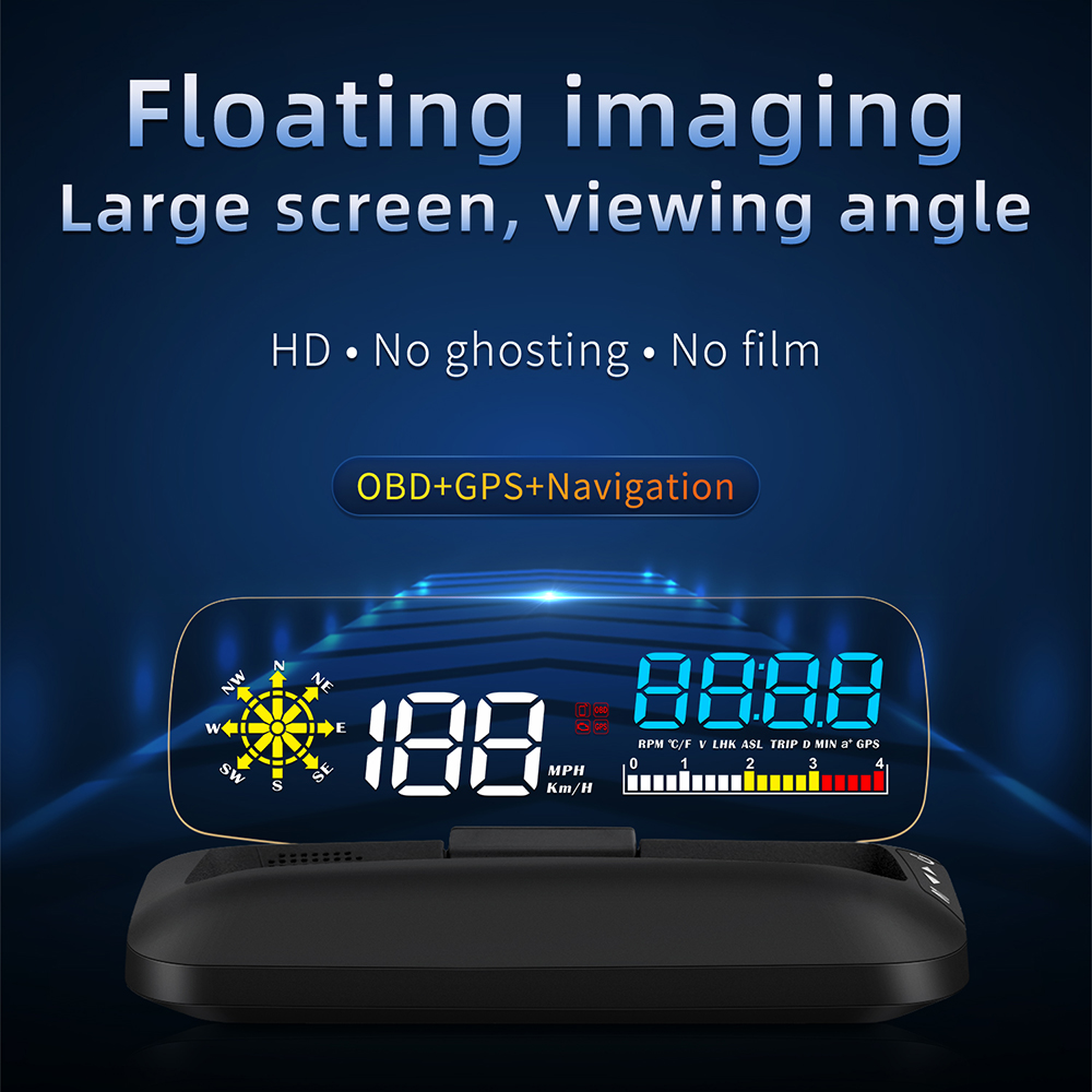 Navigation Gauges HUD Head Up Display OBD2 GPS Dual Car System On-board Computer Speed Projector Auto Alarm Smart Gadget