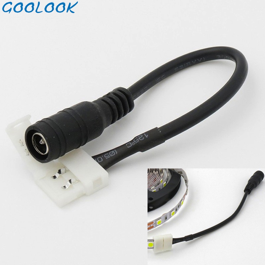 LED Connector 10mm vrouwelijke DC power plug quick connector, draad met 2 pin soldeerloze connector voor 5050 of 5630 LED strip