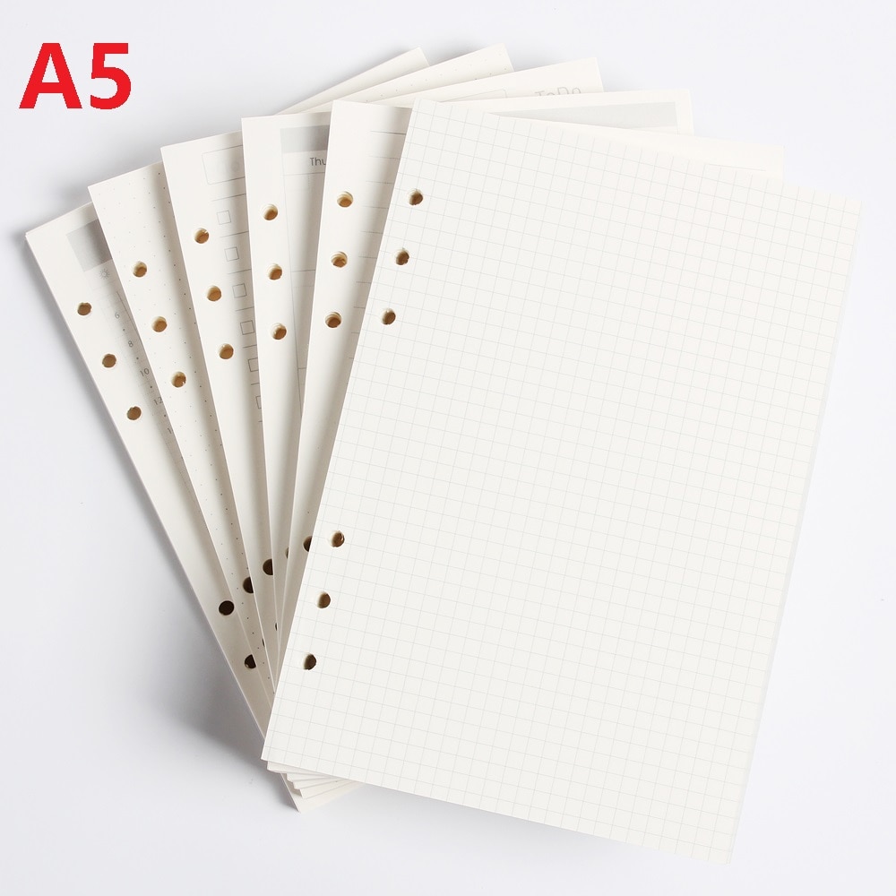 A5 Binder Notebook Refill 6 Hole Loose Leaf Spiral Notebooks Paper Core Weekly Planner Office Agenda Book Blank Inner