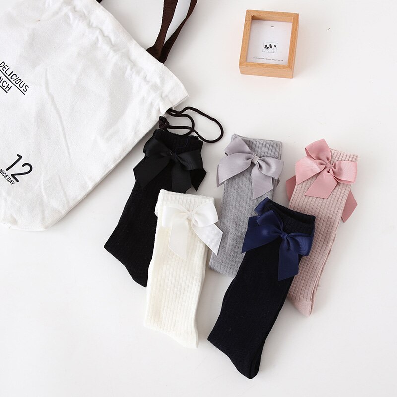 Schattige strik kindersokken herfst winter warme baby meisjes kniekousen effen kleur zachte kinderen peuter meisjes lange sokken