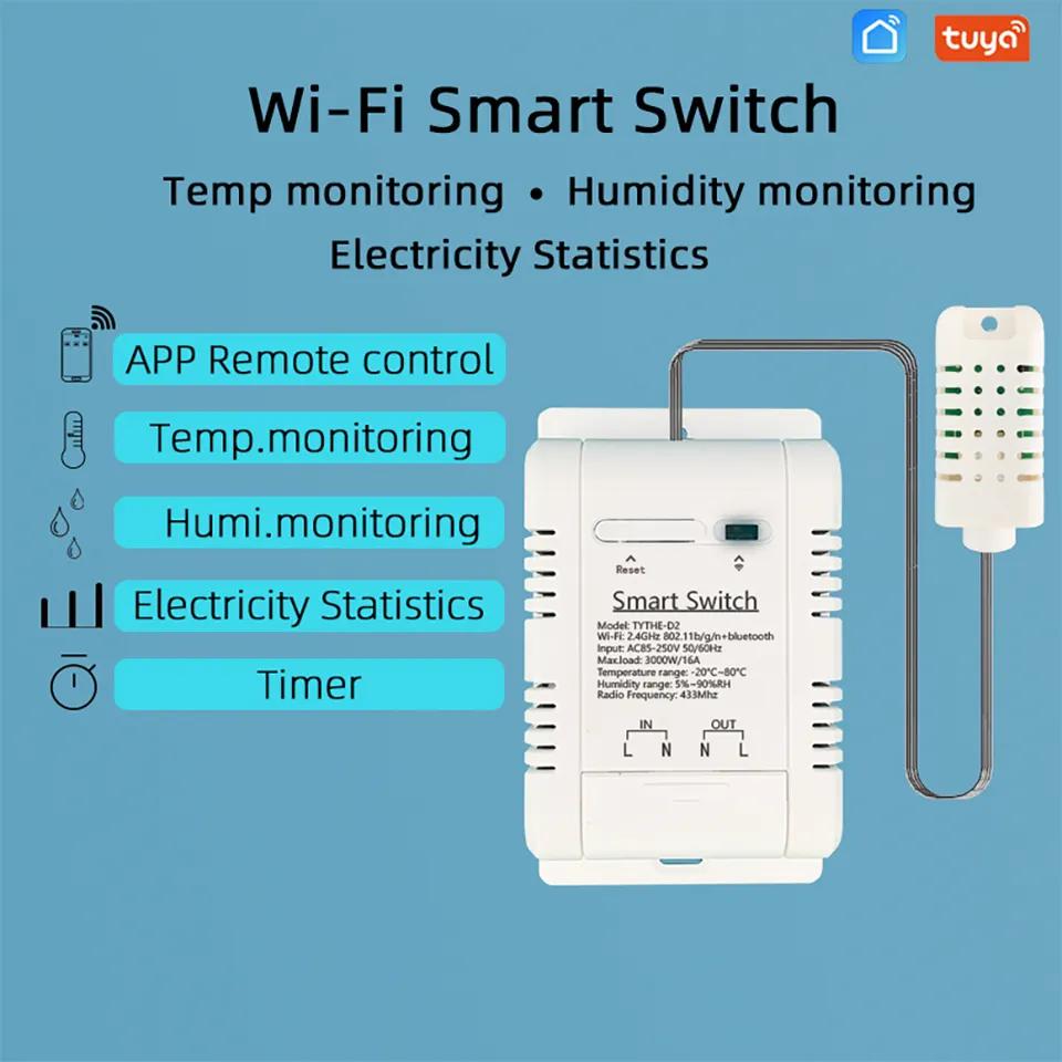 Tuya Wifi Inteligentny przełącznik temperatury i wilgotności Kontrola energii elektrycznej Monitorowanie zużycia energii Termostat temperatury i wilgotności