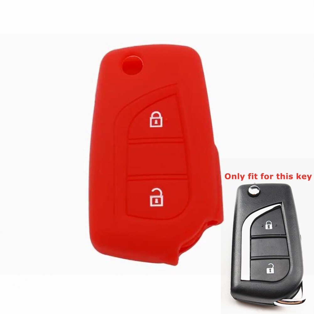 Silikone bil nøgle cover fjernbetjening nøgle skal holder til toyota yaris highlander camry rav 4 aygo til peugeot 108 til citroen  c1: Rød