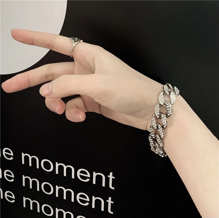 Pulsera de cadena de Cuba para hombre y mujer, brazalete de Metal con personalidad, estilo Hipster, moderno, Saimico de aleación de hierro