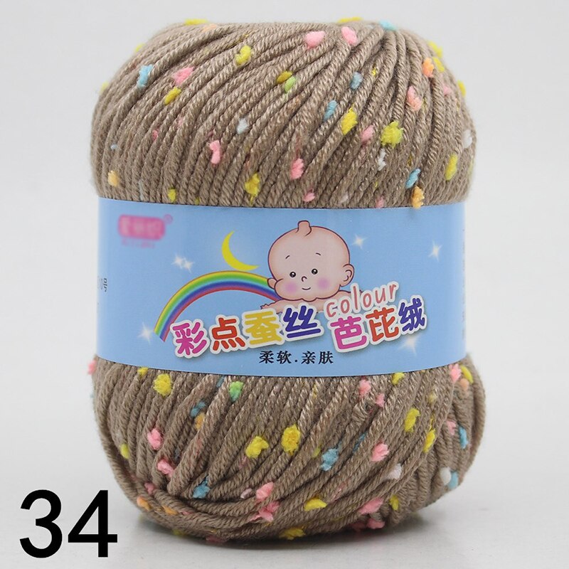 50g Acrylic Knitting Yarn with Colorful Dot Crochet Thread Chunky Wool Spot Pattern DIY Woven Hook Baby Sweater Sock Diaper: Khaki