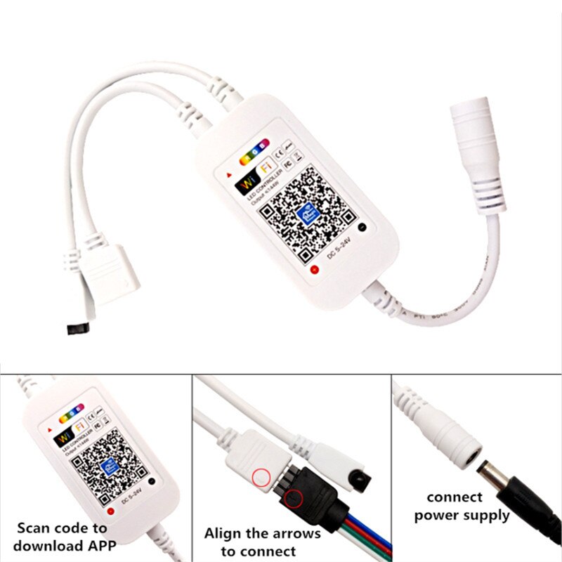 RGB LED Controller DC5-24V WiFi Music Smart APP Controller Double Output 24key IR Remote Controller For 5050 3528 RGB LED Strip
