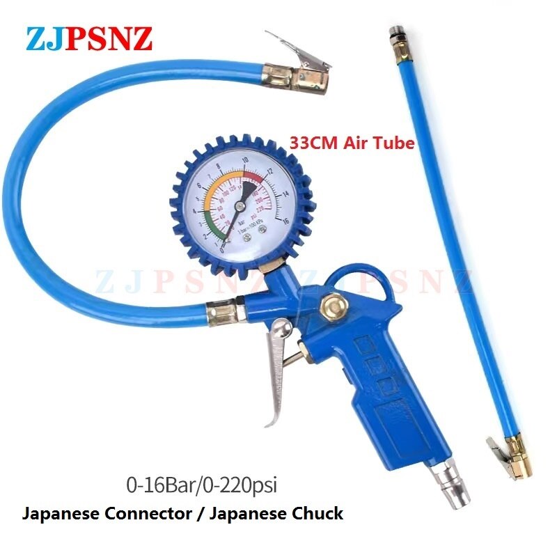 0-220 psi 0-16 bar auto bil japan däck lufttrycksmätare däckinflator däcktryck digital display bildäck tryckmätare: Guld-