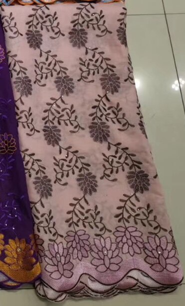 Nigerian Burgundy Lace Fabrics African French Tulle Lace Fabric For Woman Dress with Beads: light pink