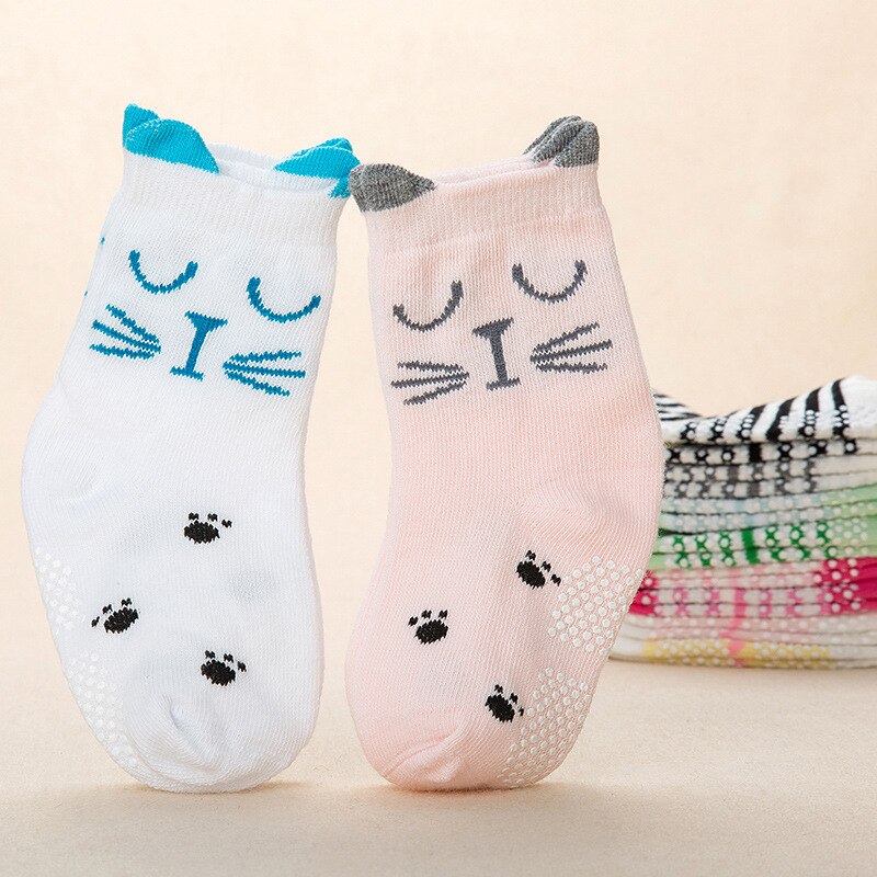 Herfst Lente Katoenen Baby antislip Kinderen Cartoon Meisje Jongen Sokken 2 paar = 4pc = lotCharacter unisex